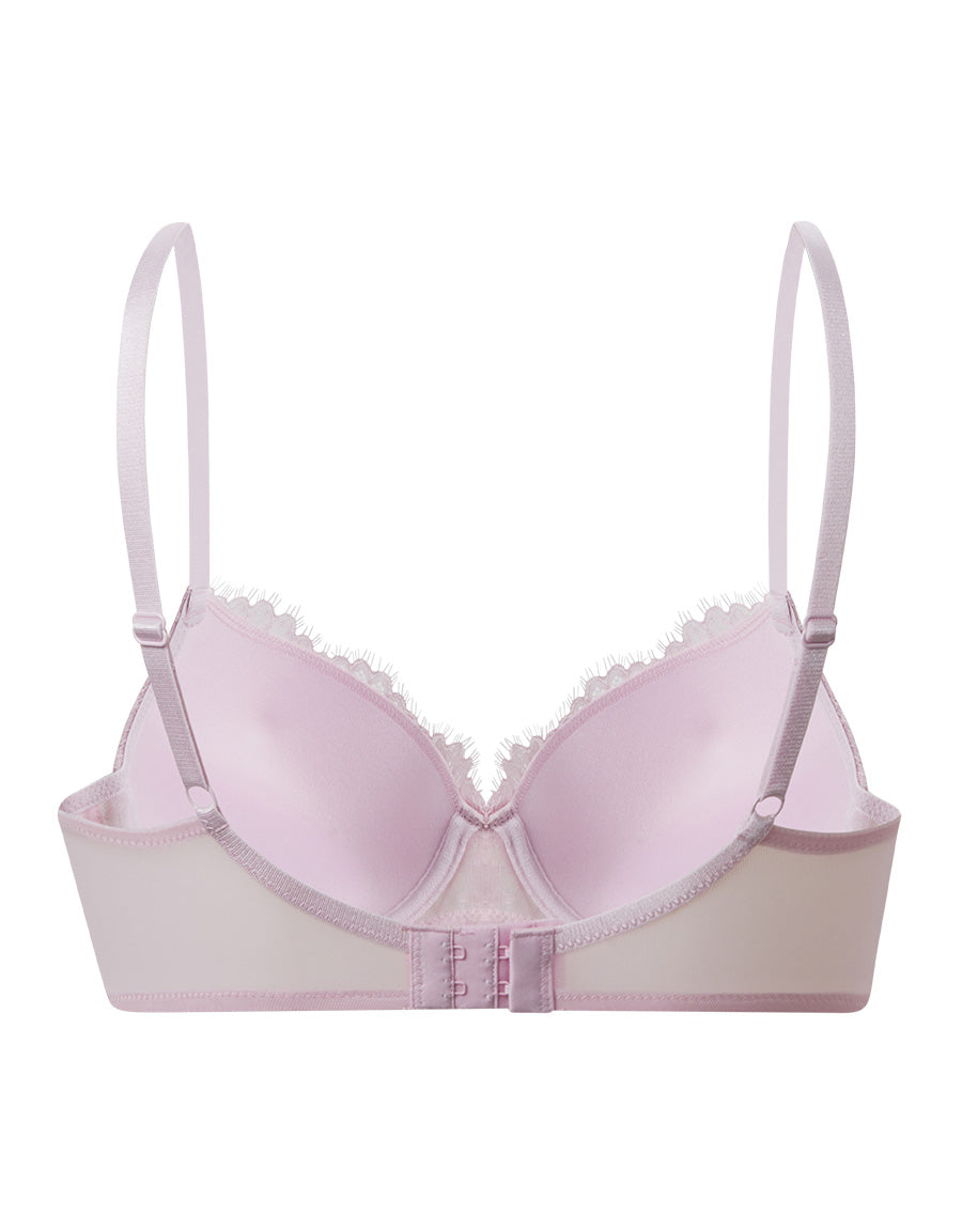 Pink Lace Push-Up Balconette Bra