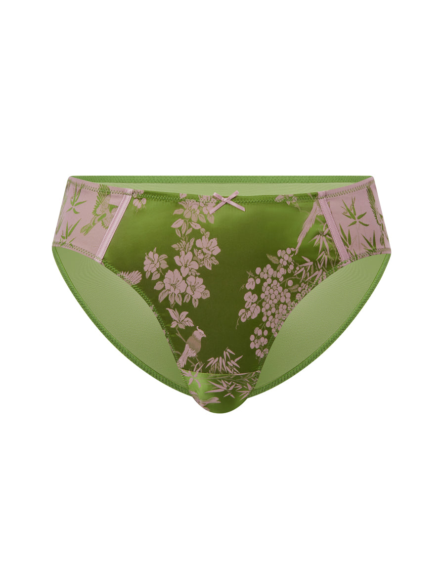 Two-Tone Floral Jacquard Satin Bikini