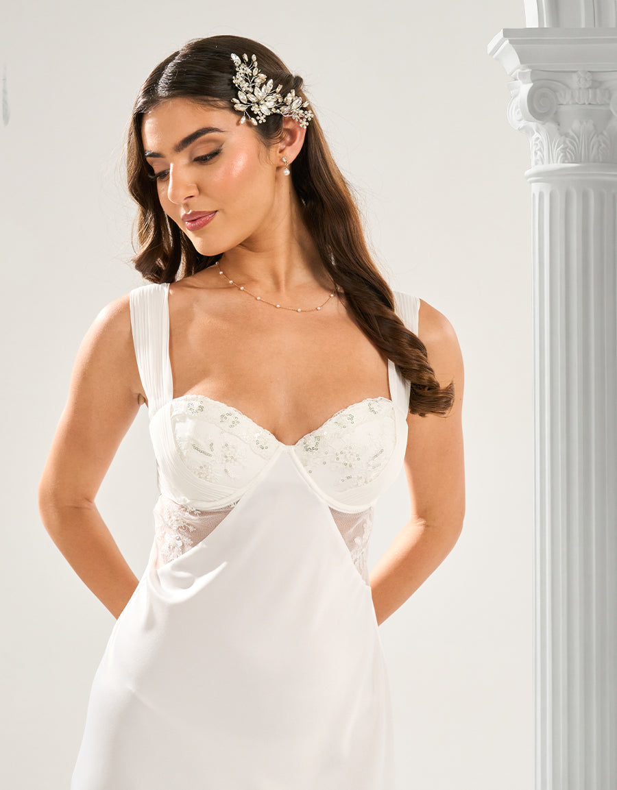 Satin Long Nightdresses in Ivory