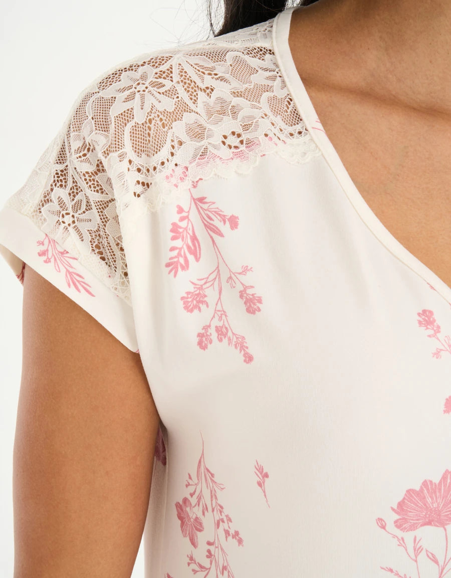 2-Pack Lace-Trim Floral Print Nightdresses