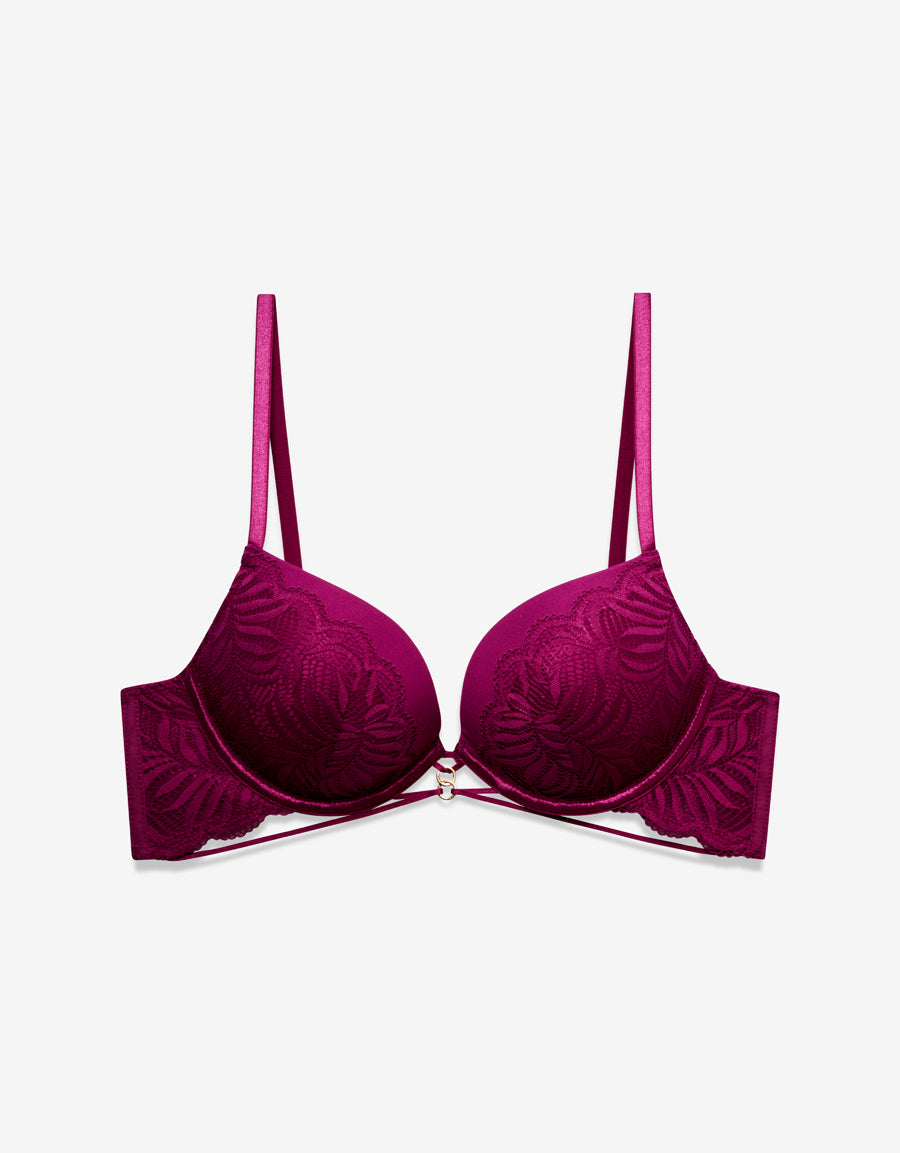Lace Double Push Up Bra in Dark Pink