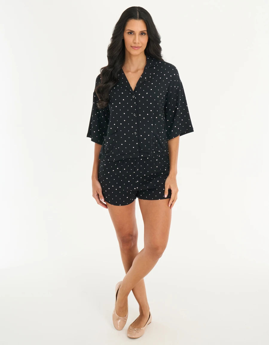 Heart Print Short Pajama Set