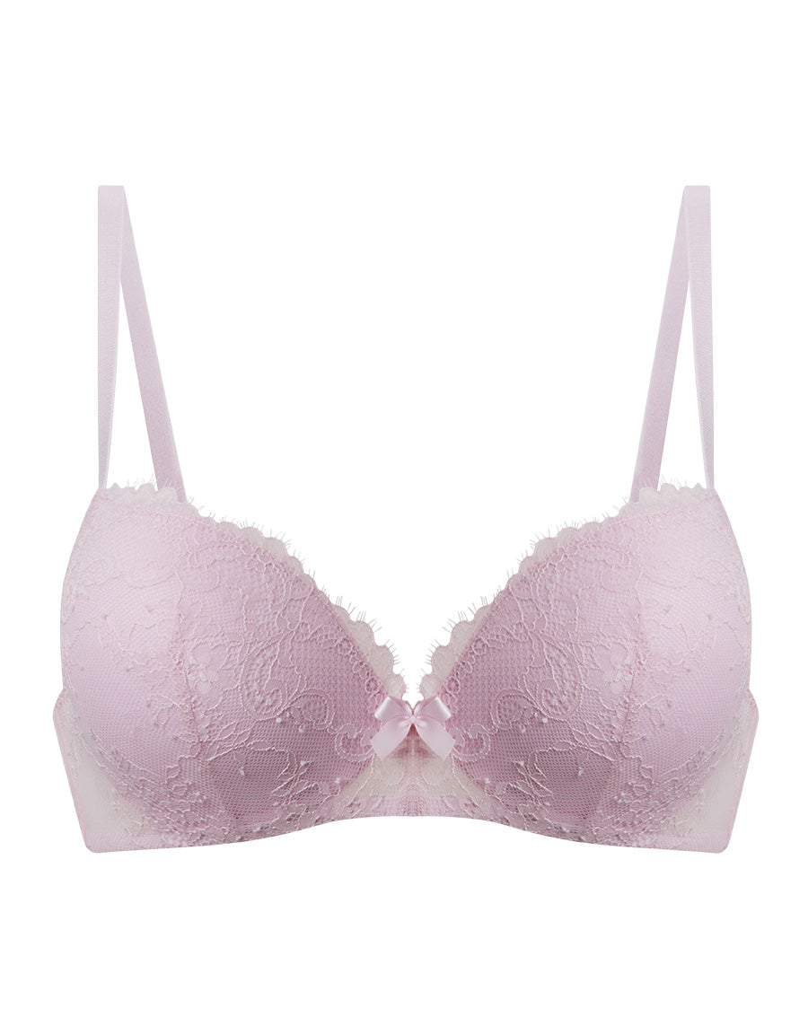 Pink Lace Push-Up Balconette Bra