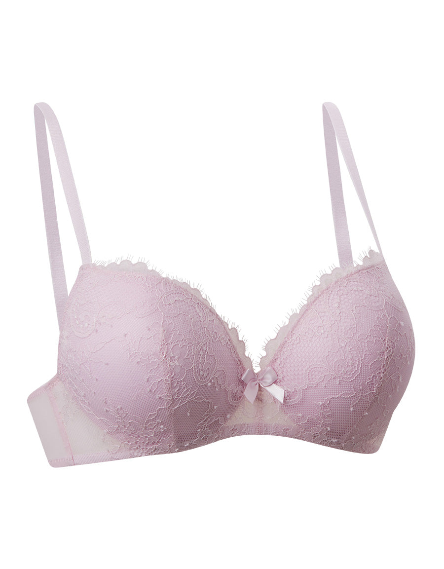 Pink Lace Push-Up Balconette Bra