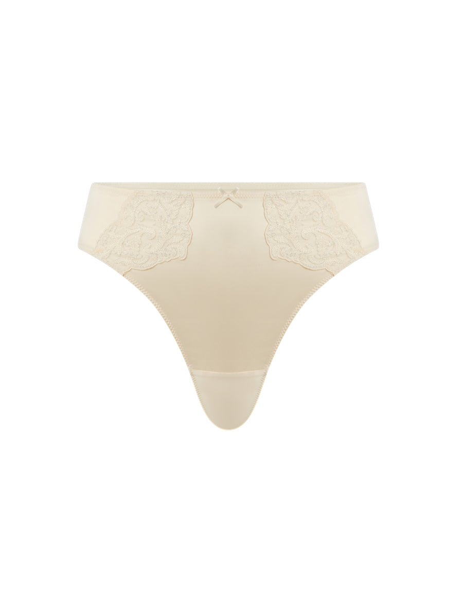 White Embroidered Thong