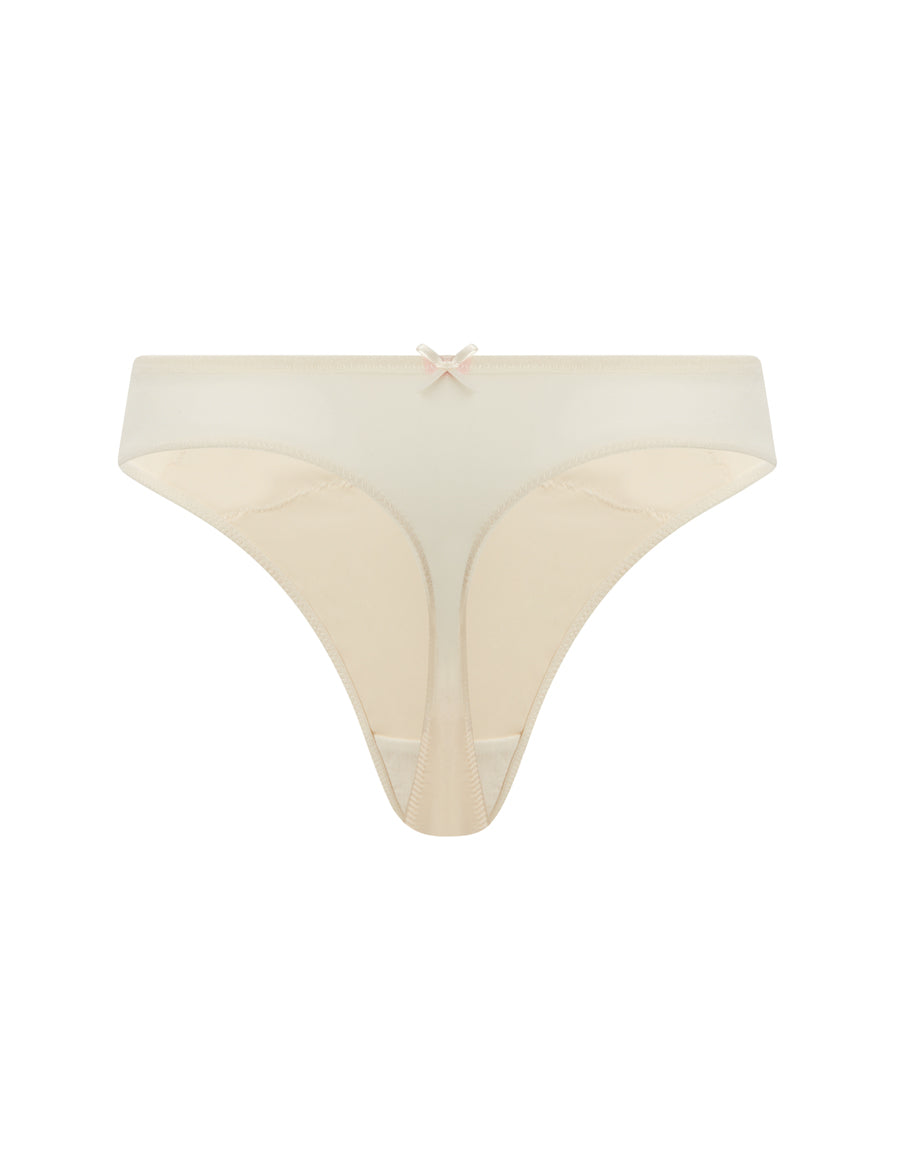 White Embroidered Thong