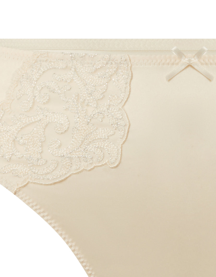White Embroidered Thong