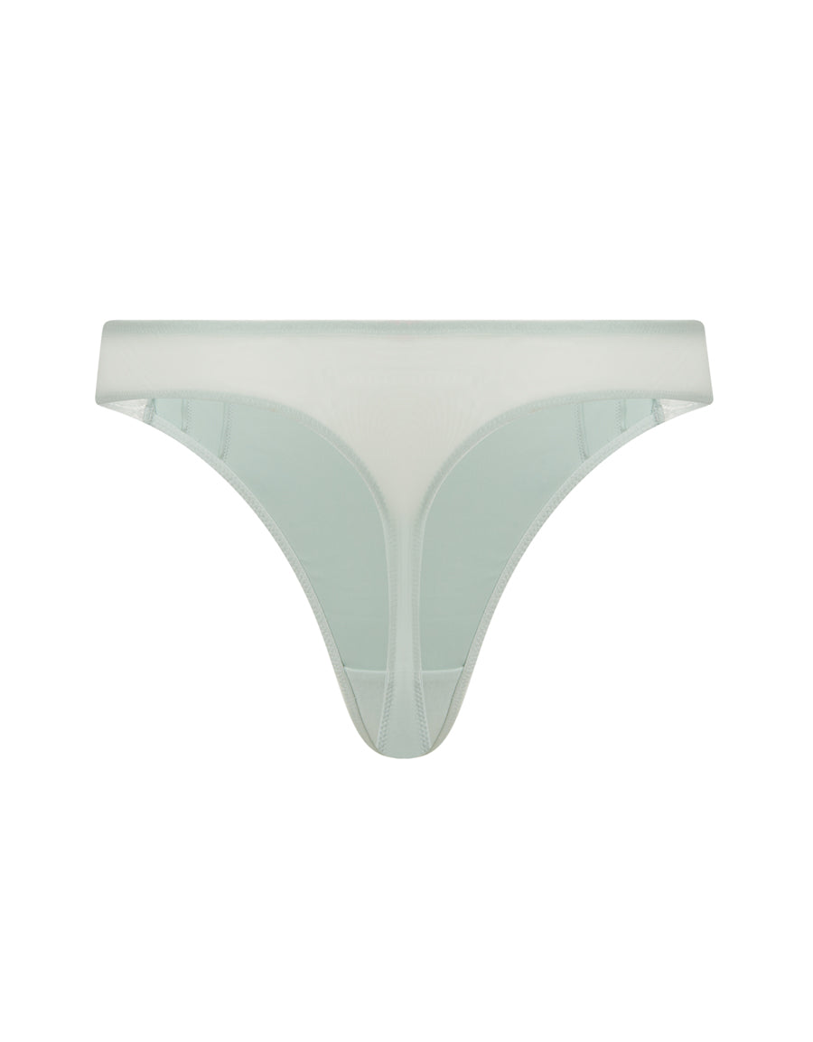 Blue Satin and Lace Thong