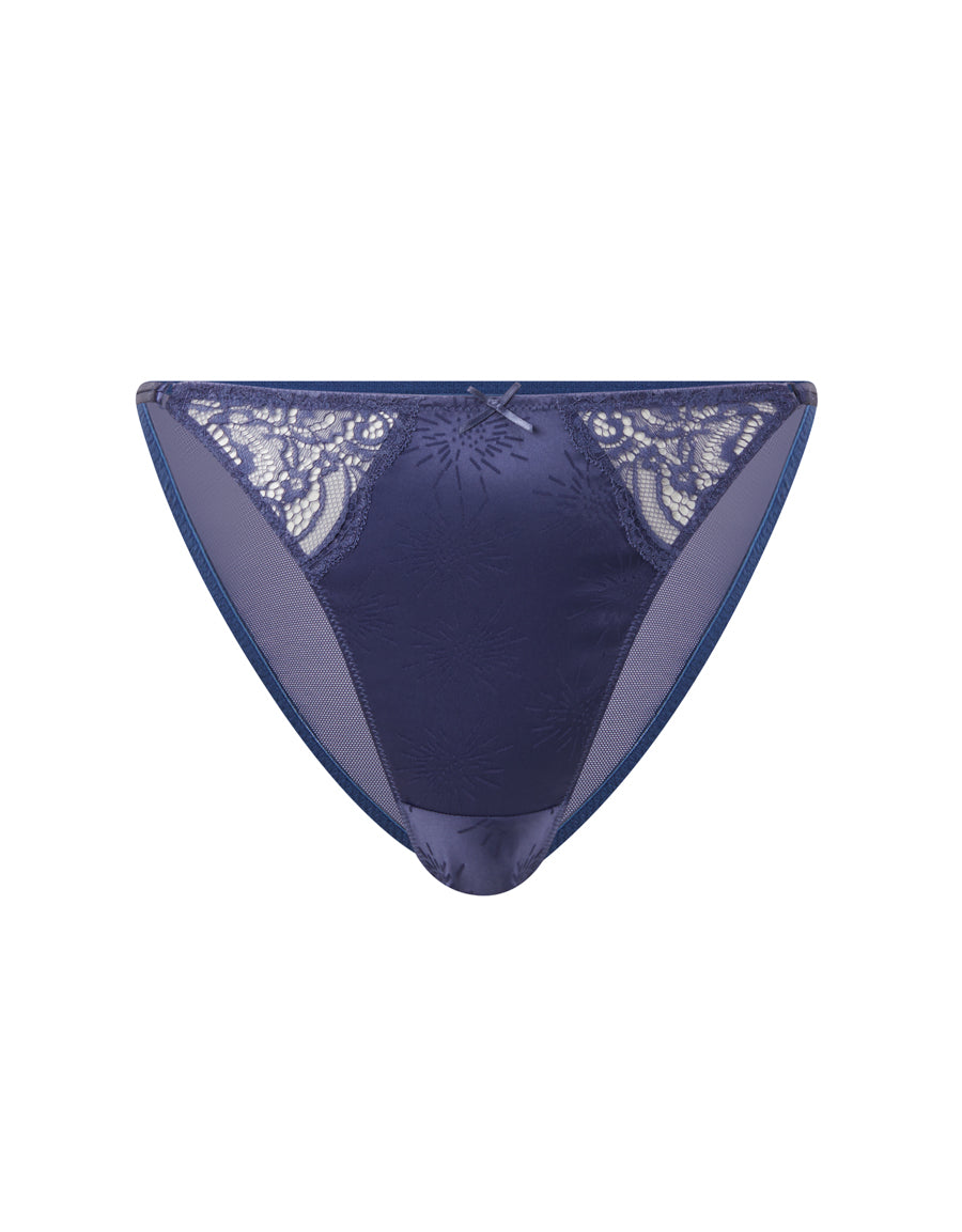 Blue Satin and Lace Tanga