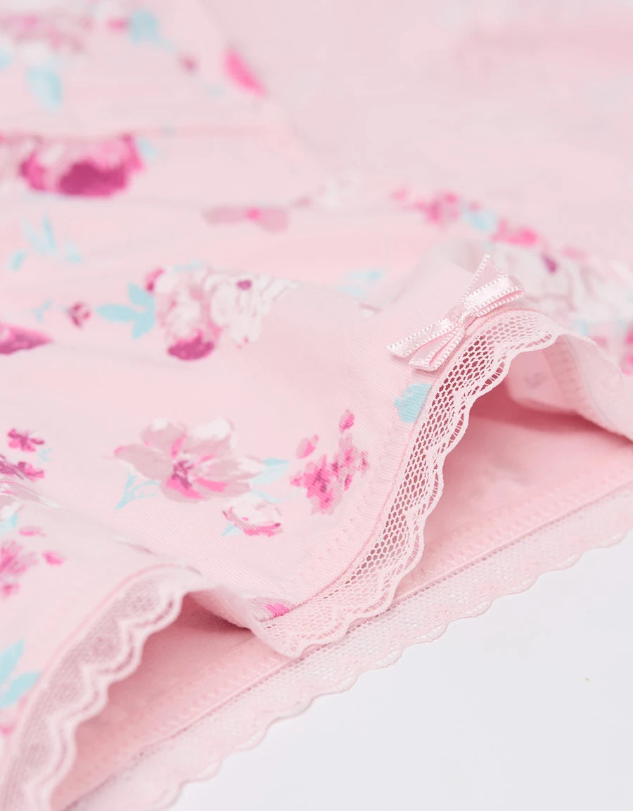 Lace-Trim Floral Print Bikini Panty