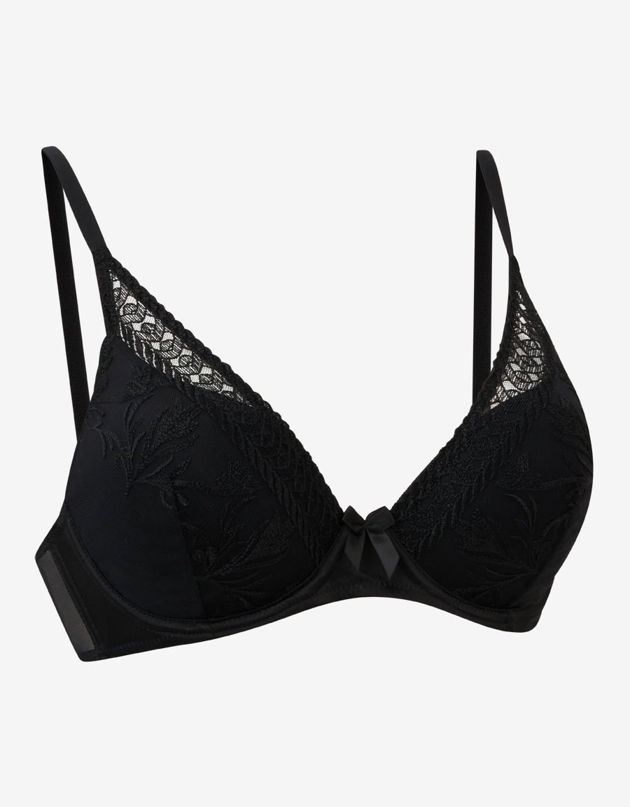 Embroidery Plunge Bra