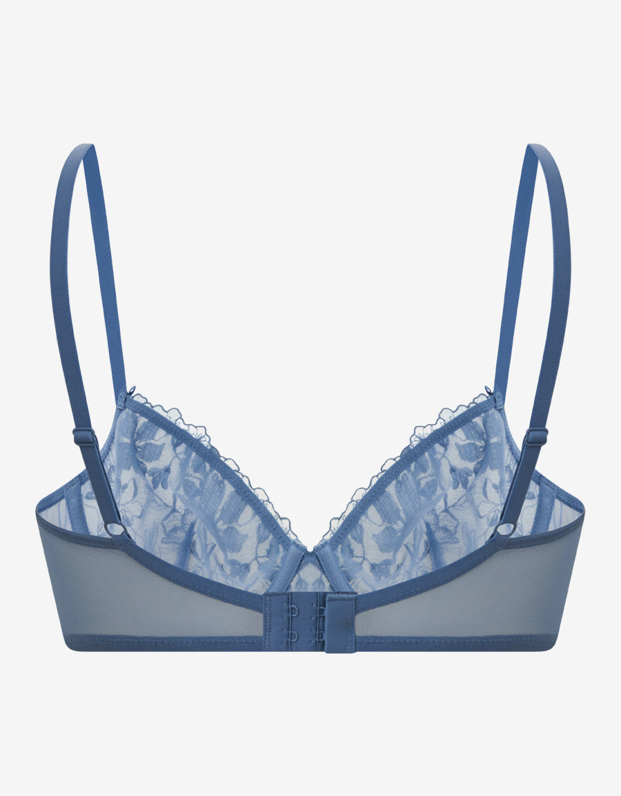 Blue Non Padded Balconette Bra