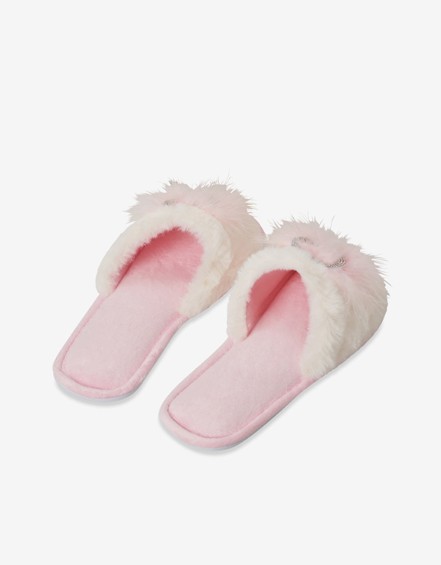 Fur Open Toe Slippers