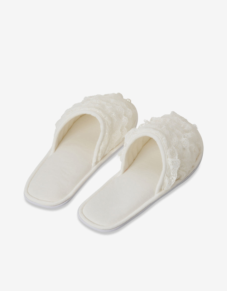 Ivory Closed Toe Slippers
