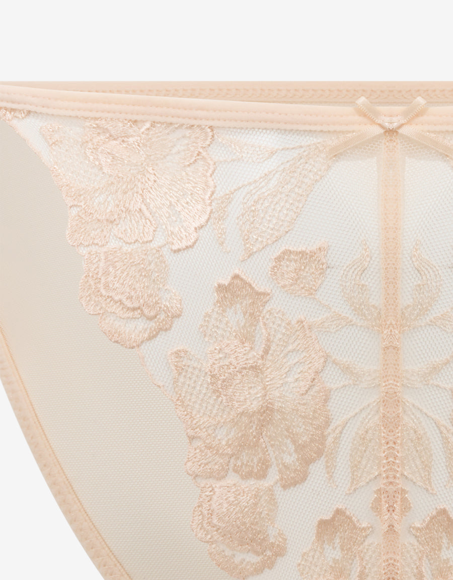 Mesh And Embroidery Tanga