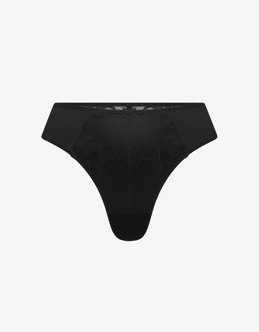 Mesh And Embroidery Thong