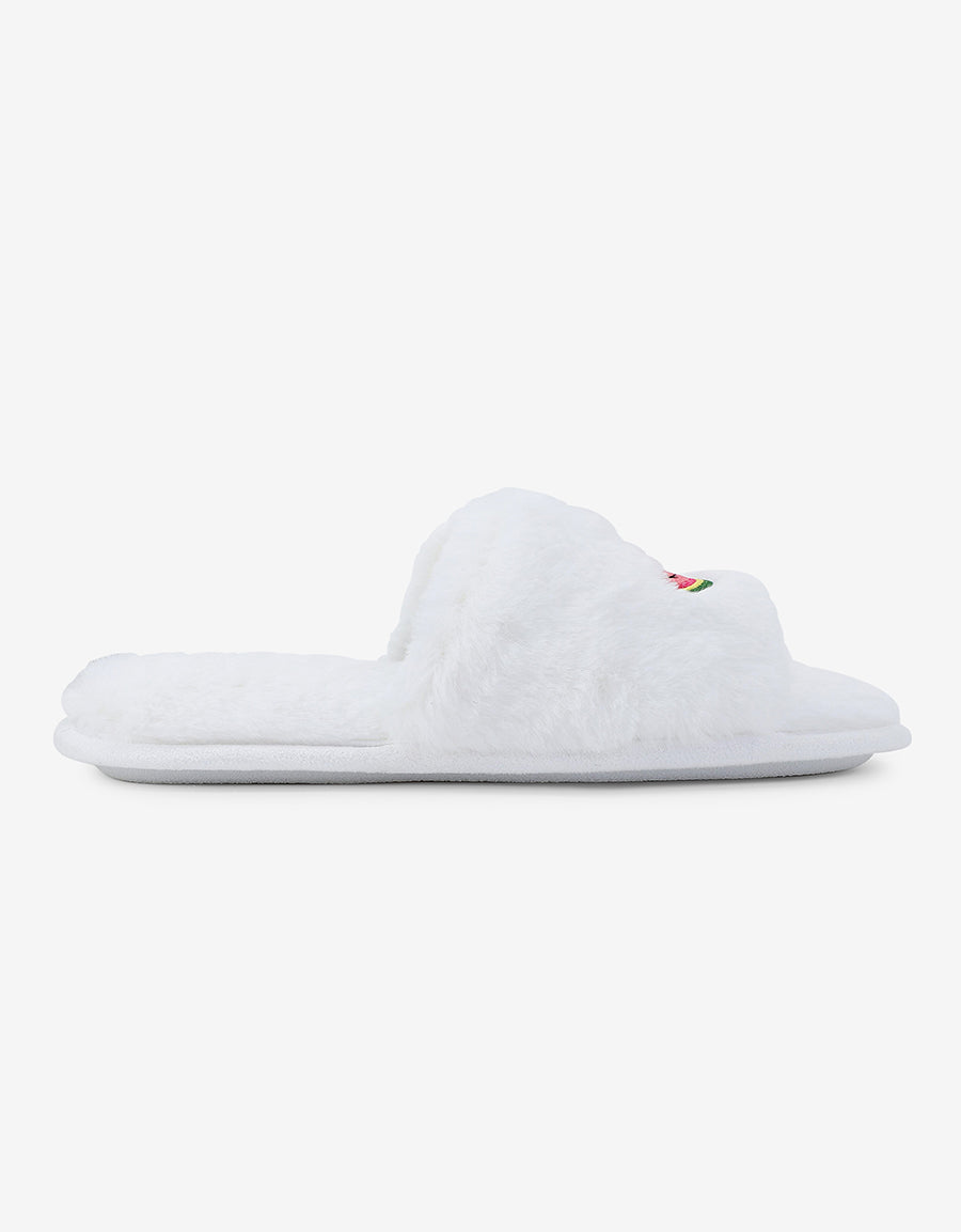 Fleece Open Toe Slippers