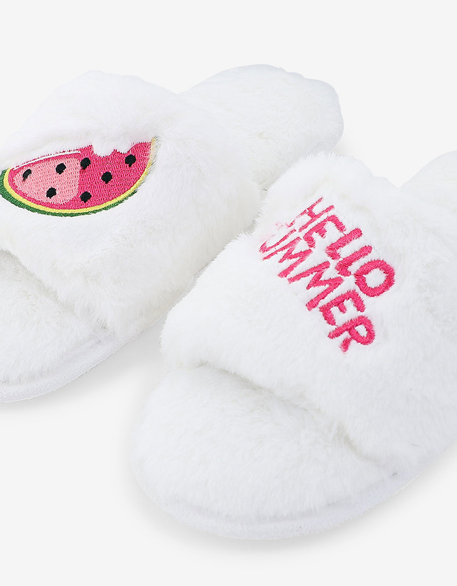 Fleece Open Toe Slippers