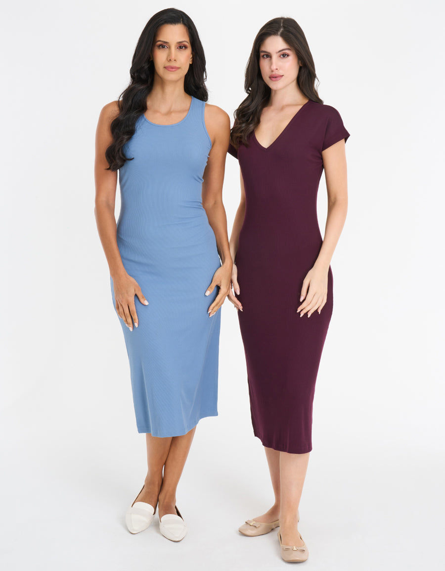 2-Pack Ribbed Long Dresses