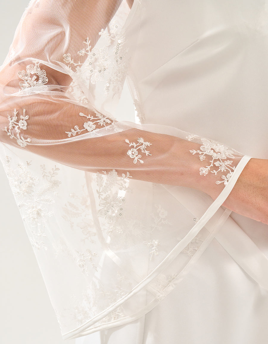 Satin Long Robe in Ivory