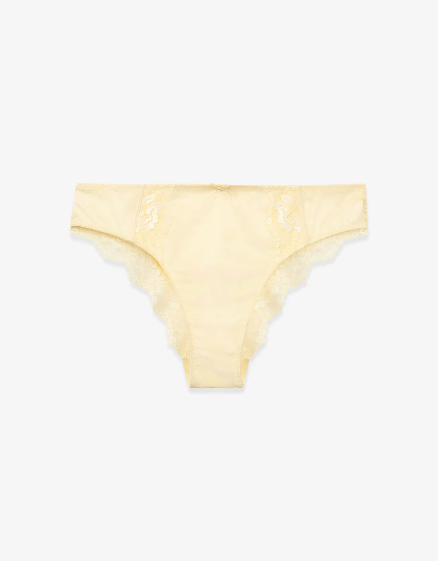 Lace-Trim Satin Brazilian Panty