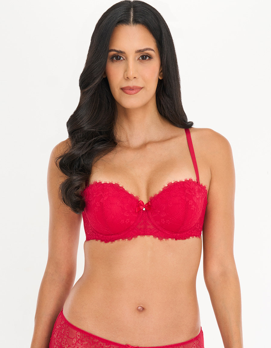 Multiway Lace Push Up Bra in Red