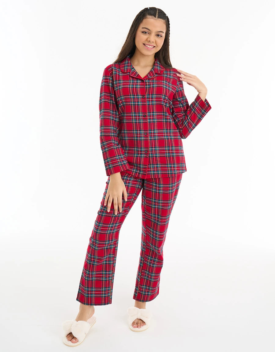Checked Print Cotton Pajama Set