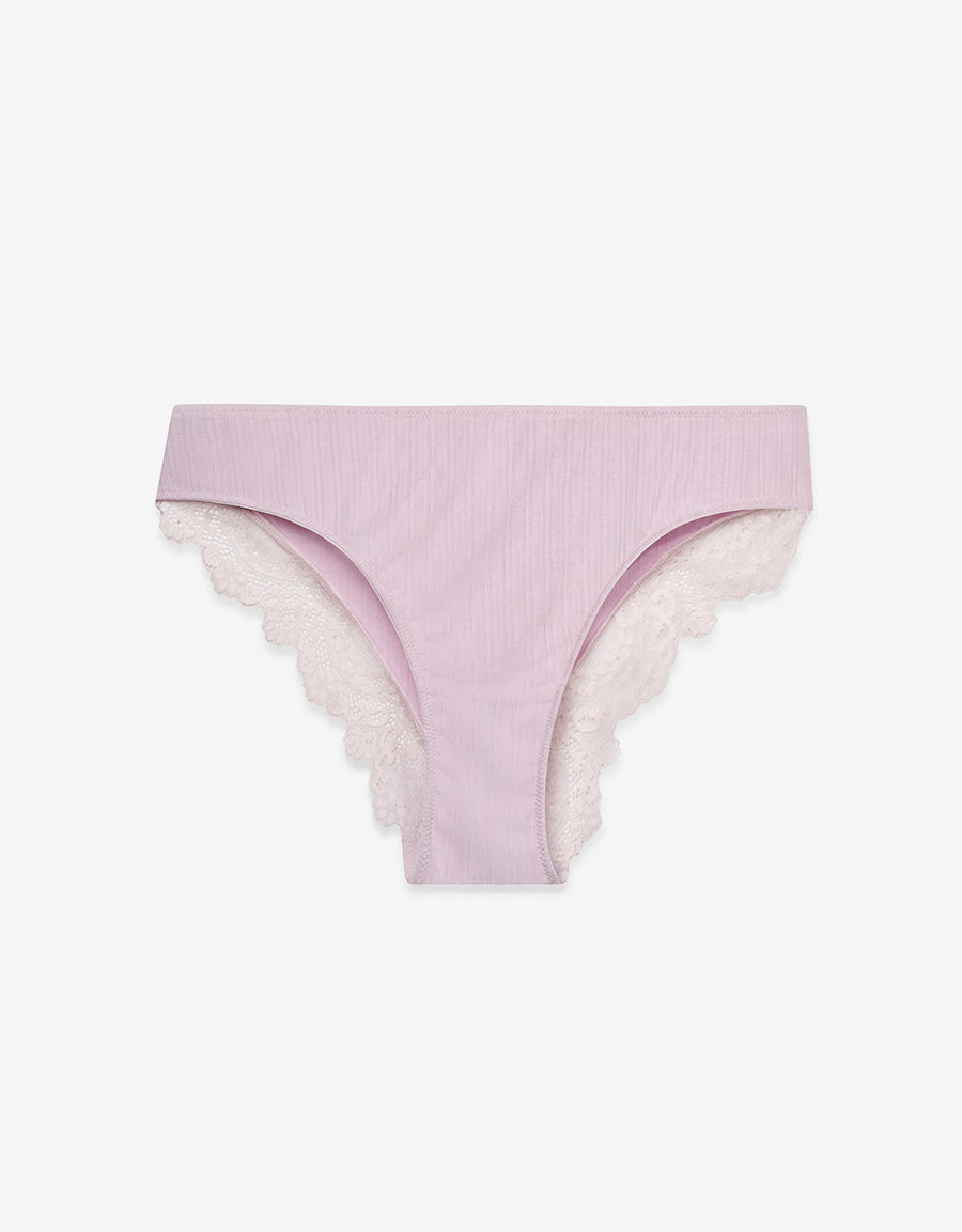 Ribbed Brazilian Panty in Dusky Purple