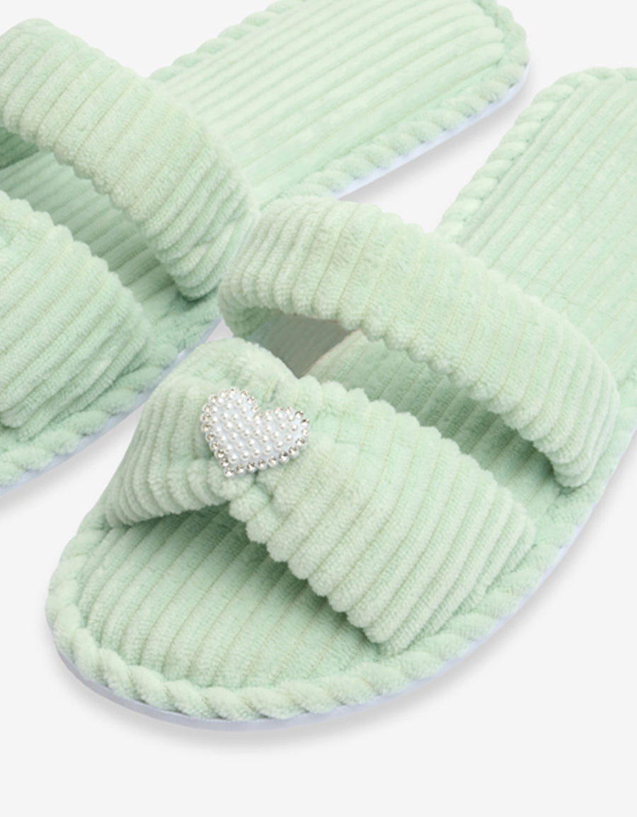 Slipper Open Toe Slippers in Light Green