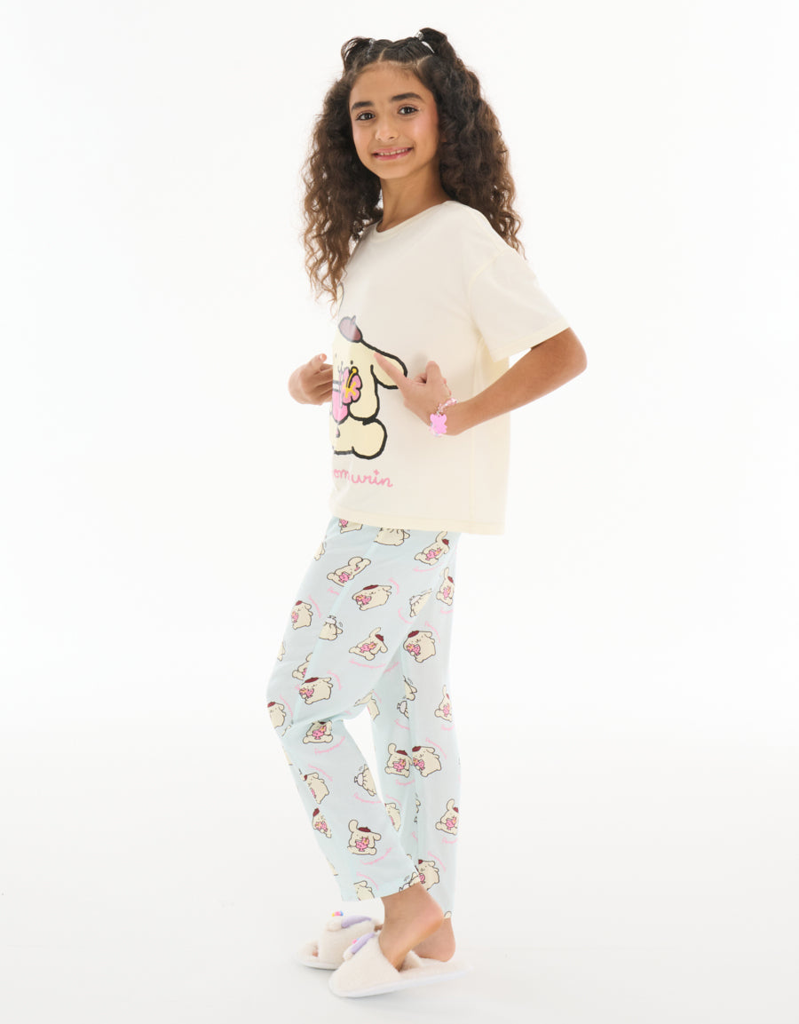 Short Sleeve Tee and Pants Pajama Set in Yellow