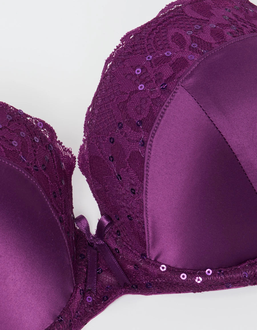 Lace-Trim Push-Up Balconette Bra