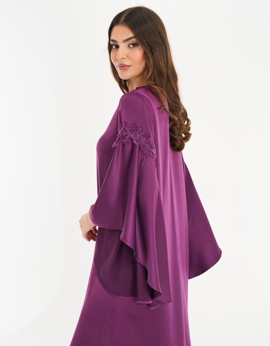 Satin Long Dress in Dark Purple