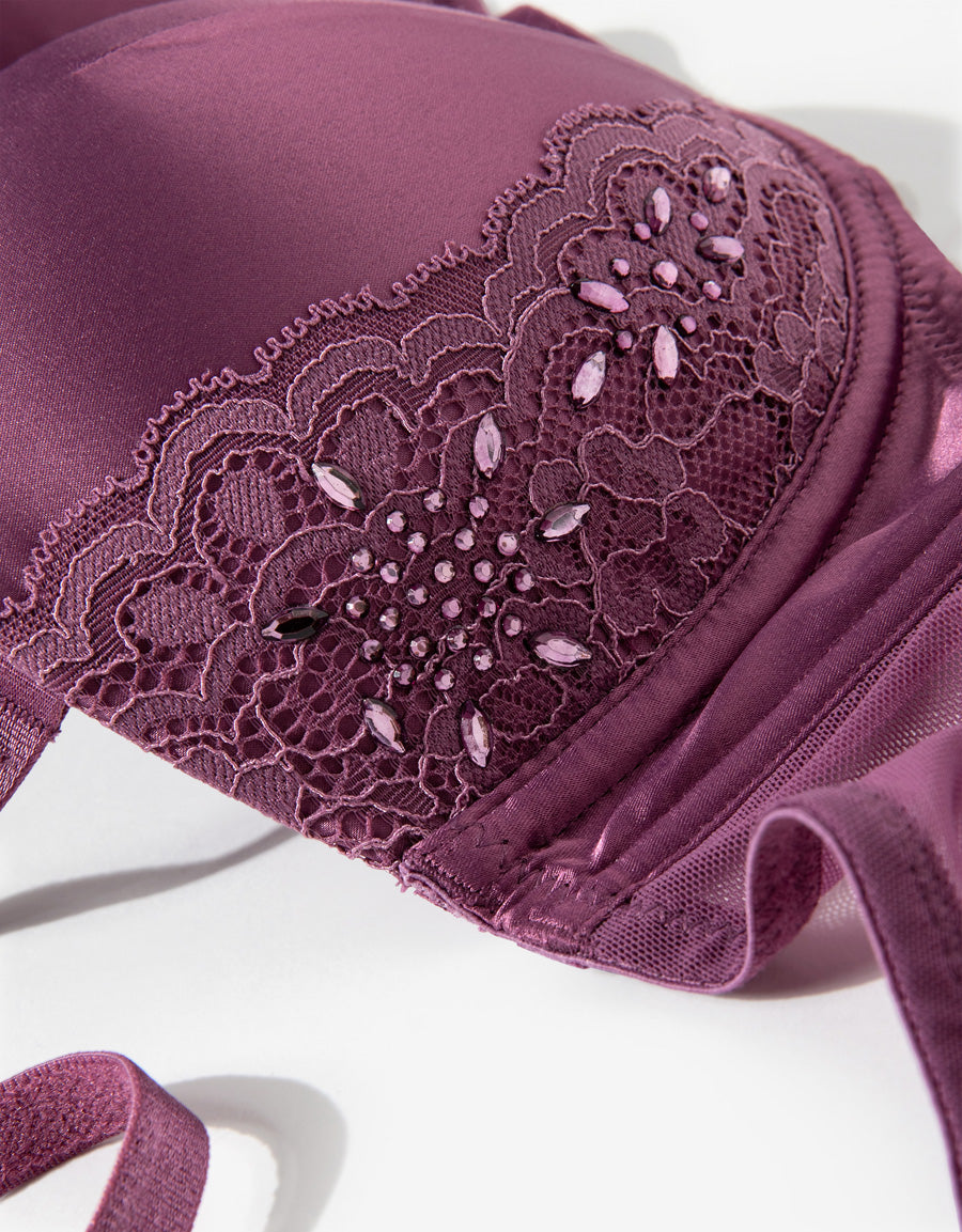 Sparkle Lace-Trim Satin Multiway Bra