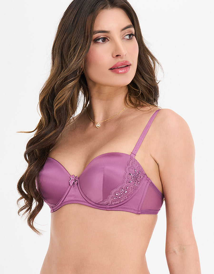 Sparkle Lace-Trim Satin Multiway Bra