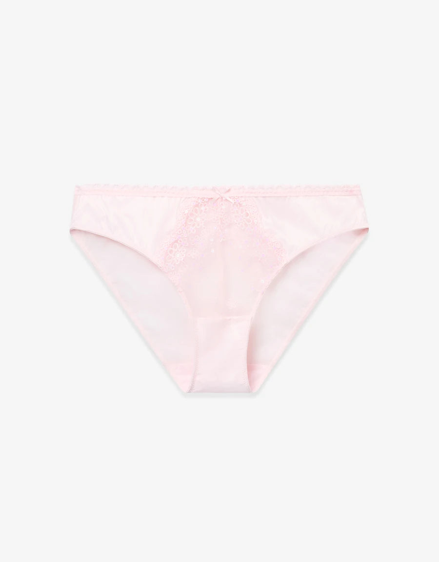 Embroidered Satin Bikini Panty
