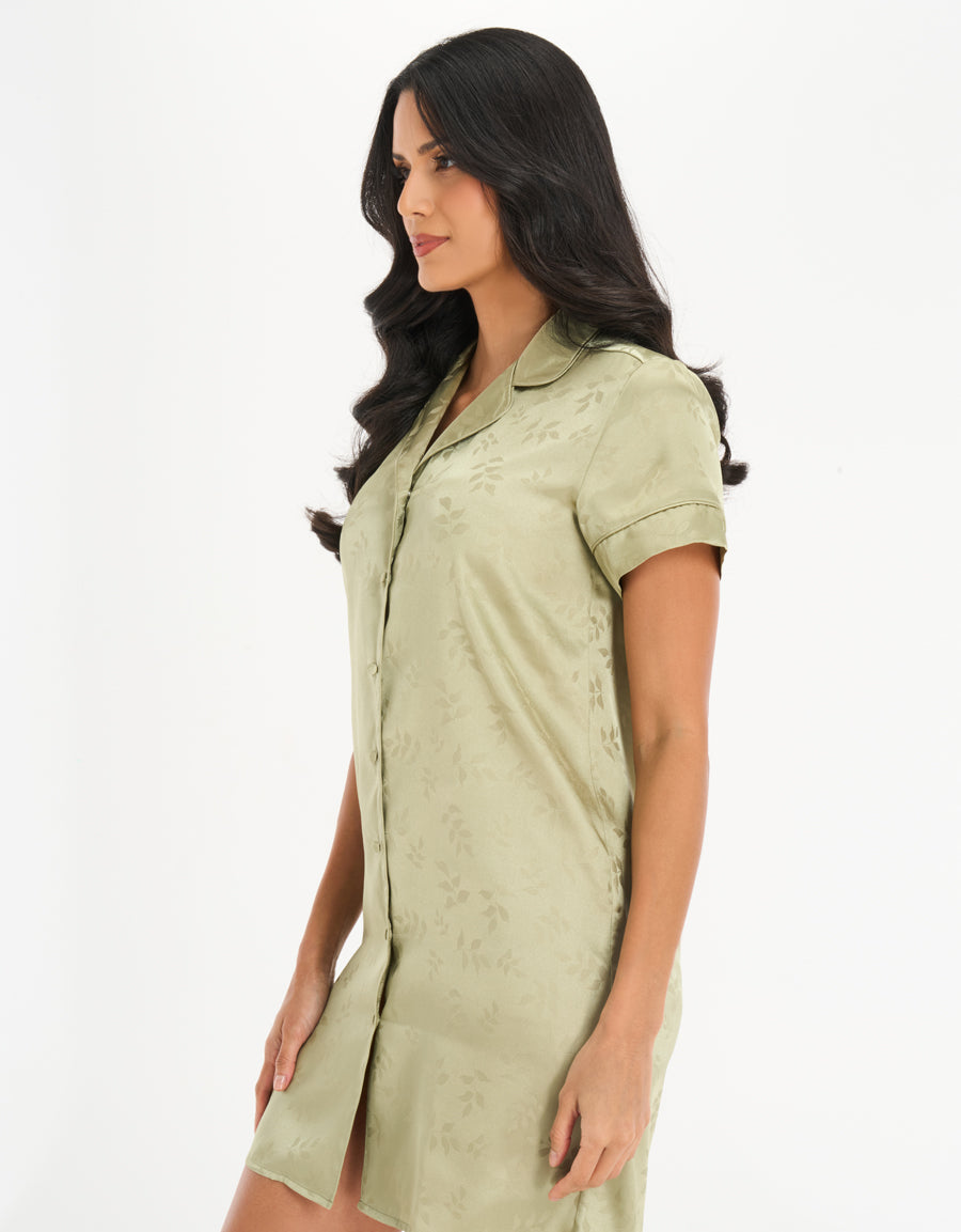 2-Pack Sleep Shirt Satin Short Nightdresses in Cream