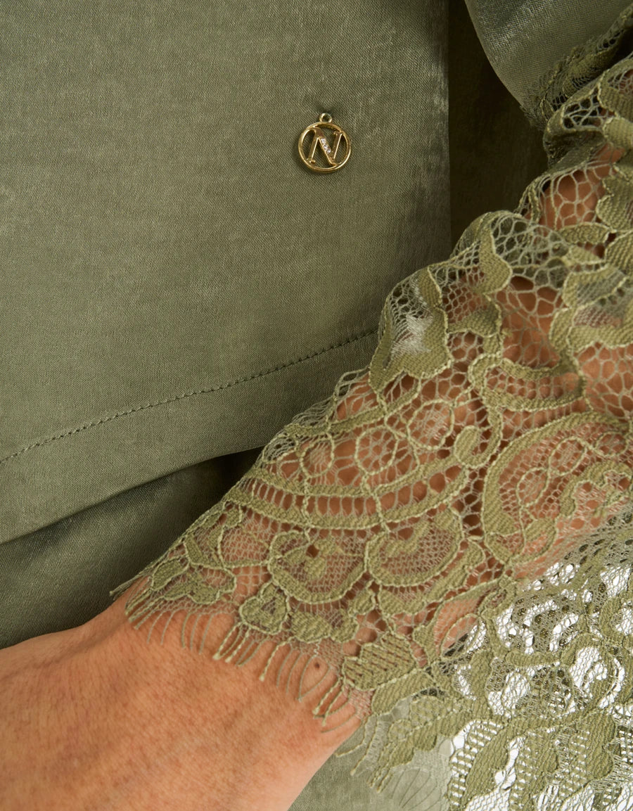 Lace-Trim Satin Pajama Set