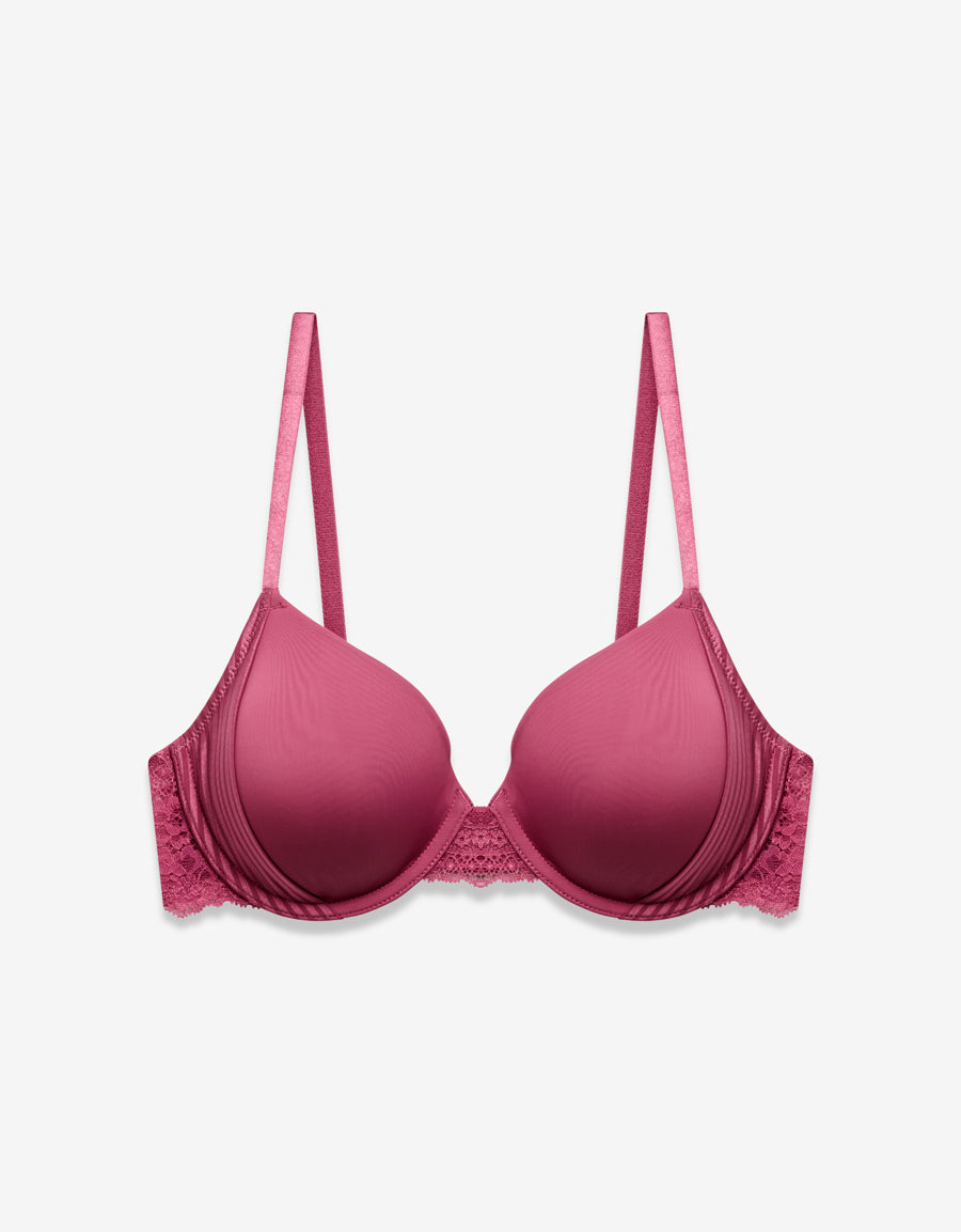 Lace Padded Bra in Dark Pink