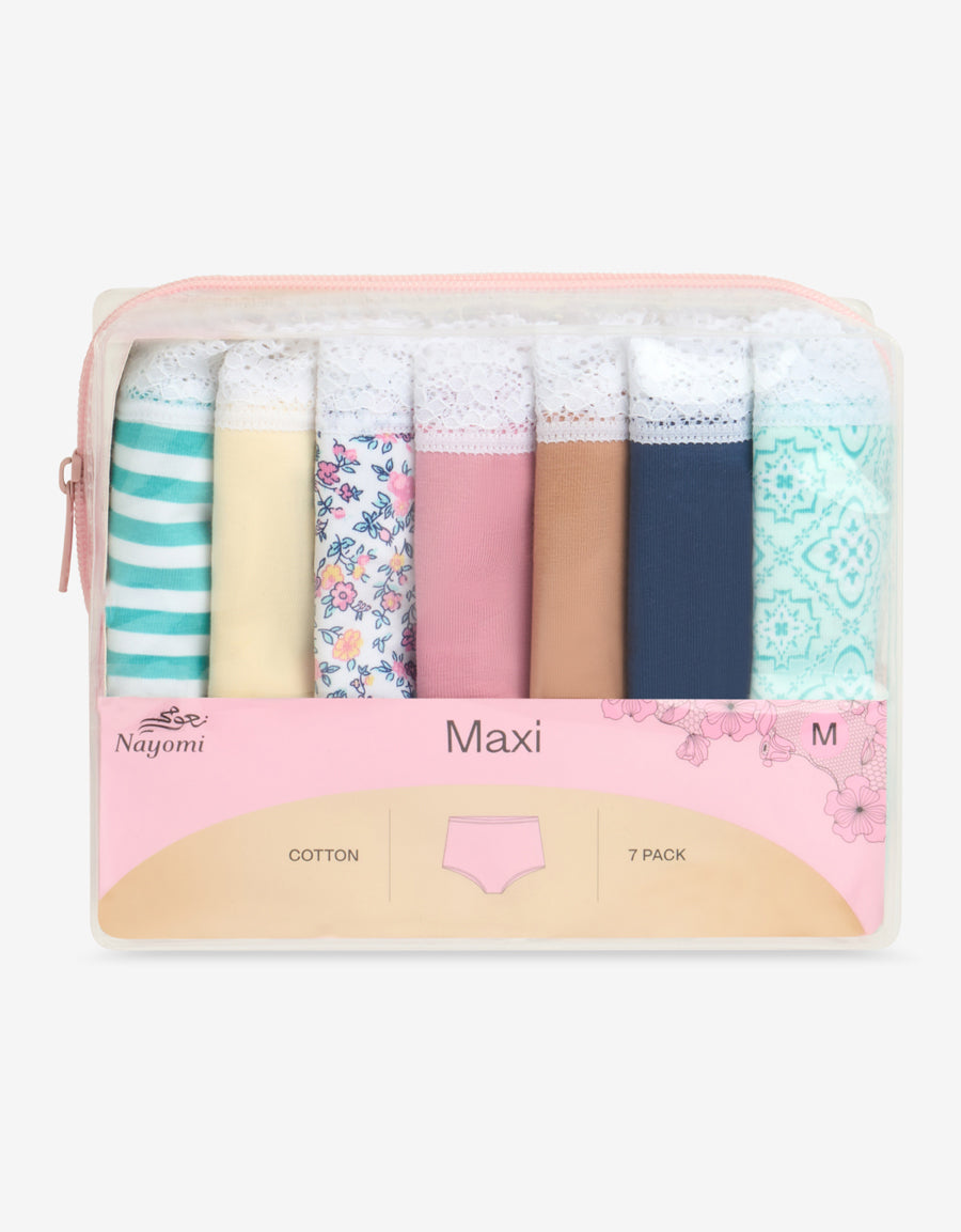 7-Pack Cotton Maxi Panty in Multicolor