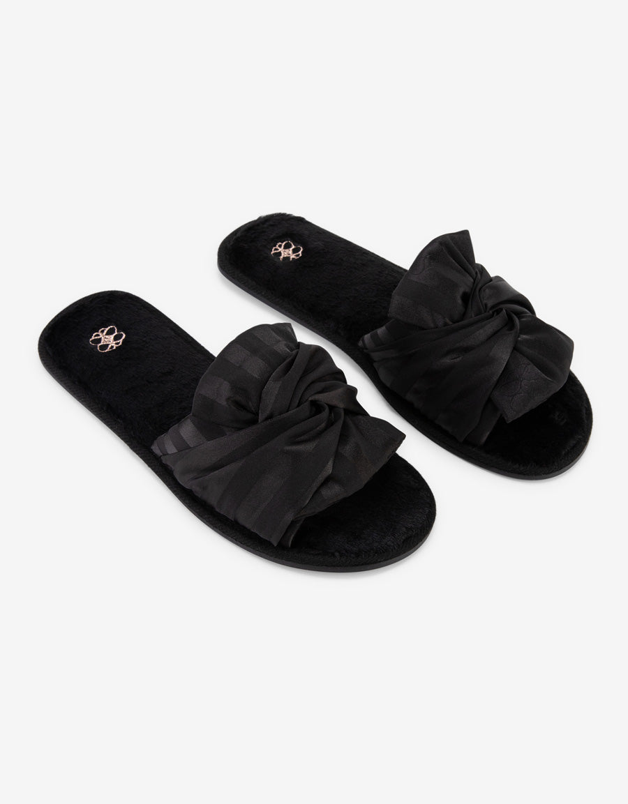 Signature Satin Open Toe Slipper