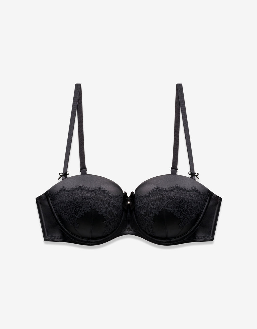 Multiway Satin Push Up Bra in Black