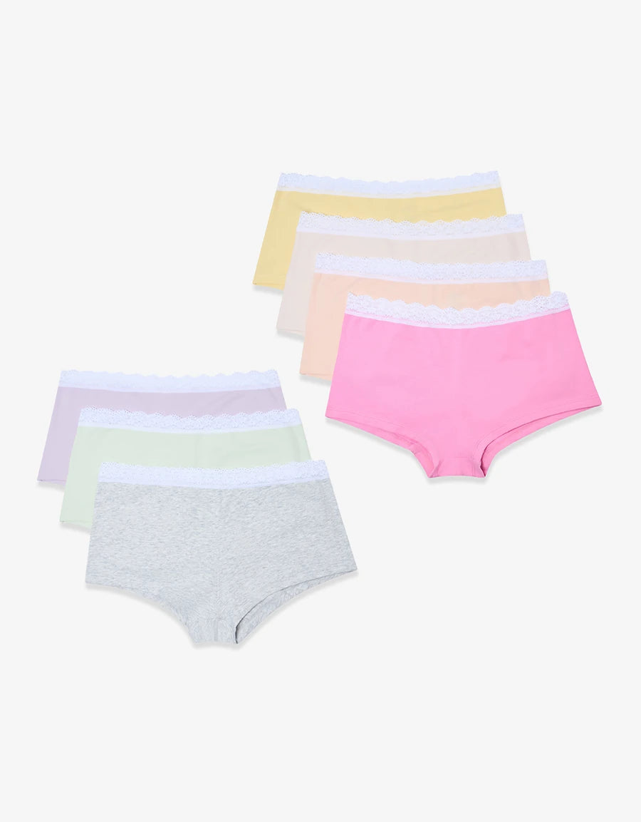 7-Pack Lace-Trim Cotton Hipster Panties