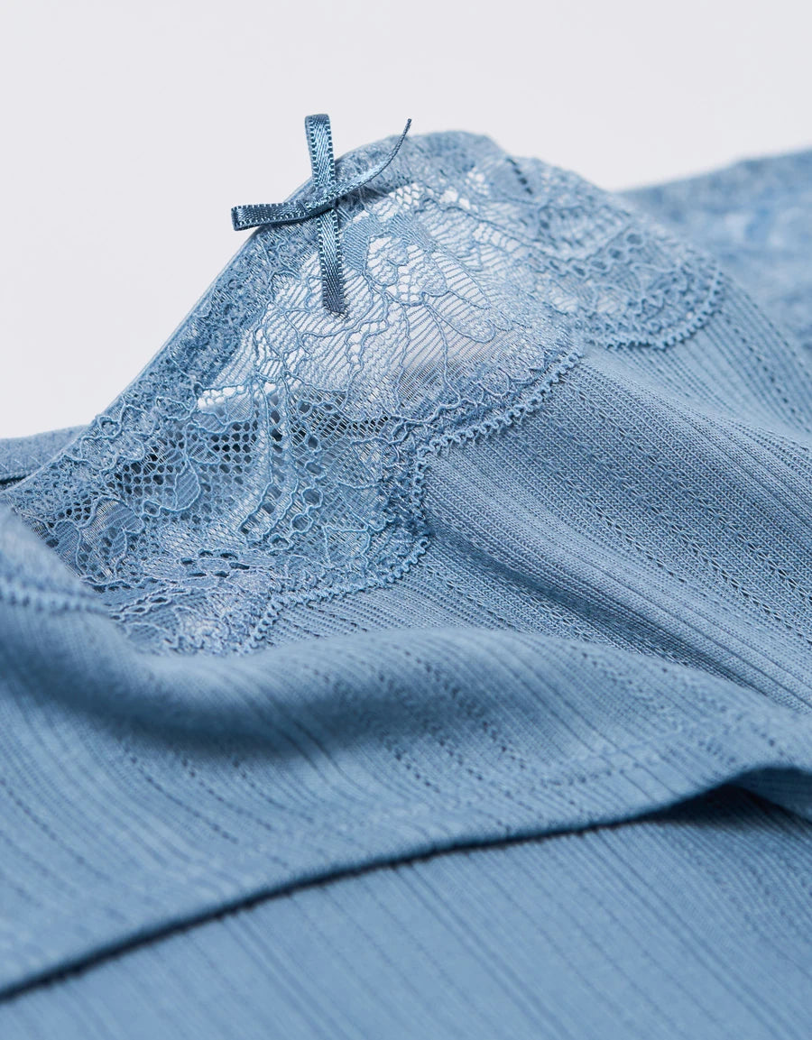 Lace-Trim Pointelle Cotton Hipster Panty