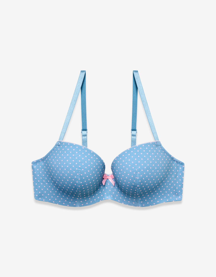 Balconette Cotton Bra in Blue