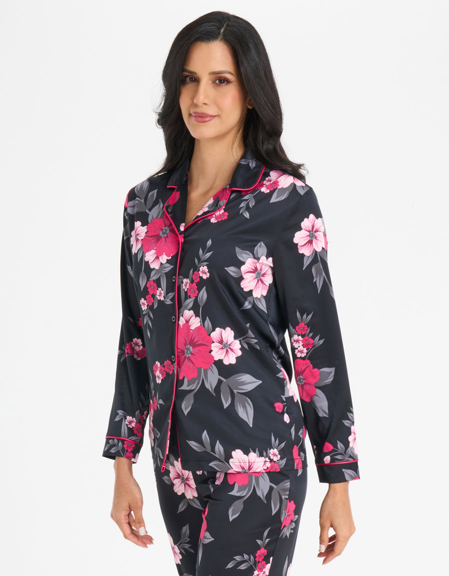 Floral Print Satin Pajama Set