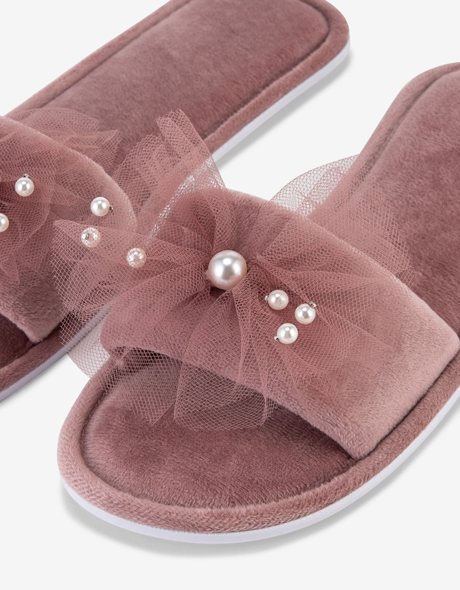 Plush Open Toe Slipper