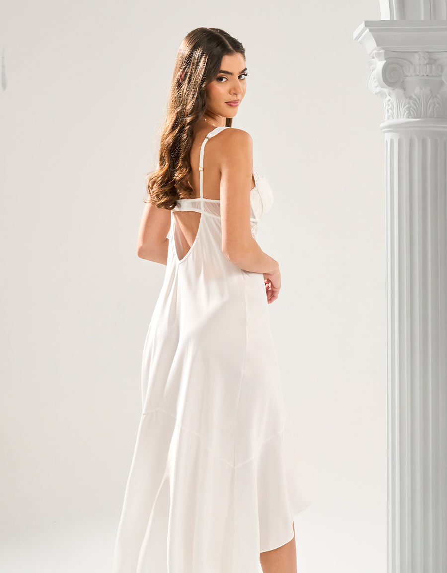 Satin Long Nightdresses in Ivory