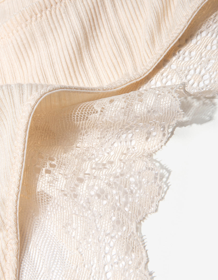 Ribbed Brazilian Panty in Ivory