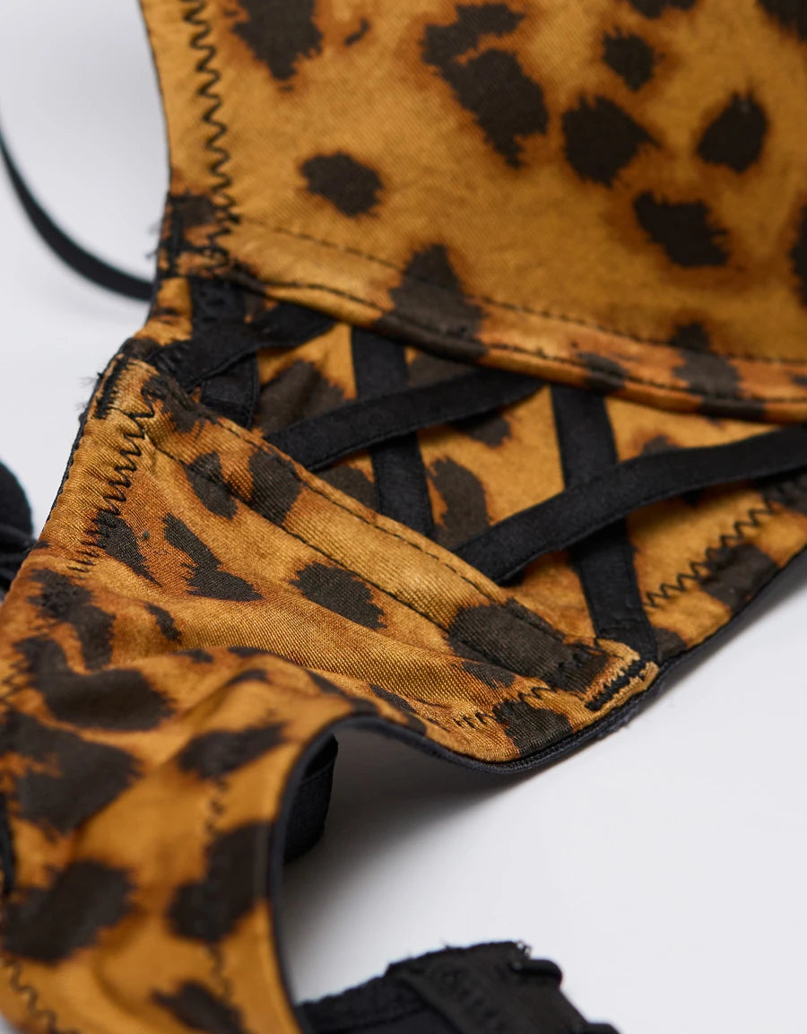 Leopard Print Double Push-Up Plunge Bra
