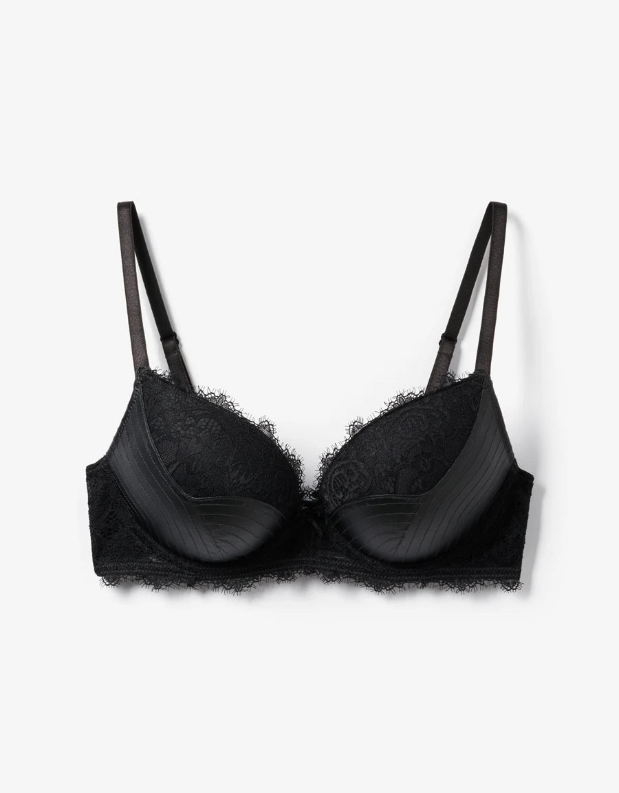 Lace-Trim Double Push-Up Plunge Bra